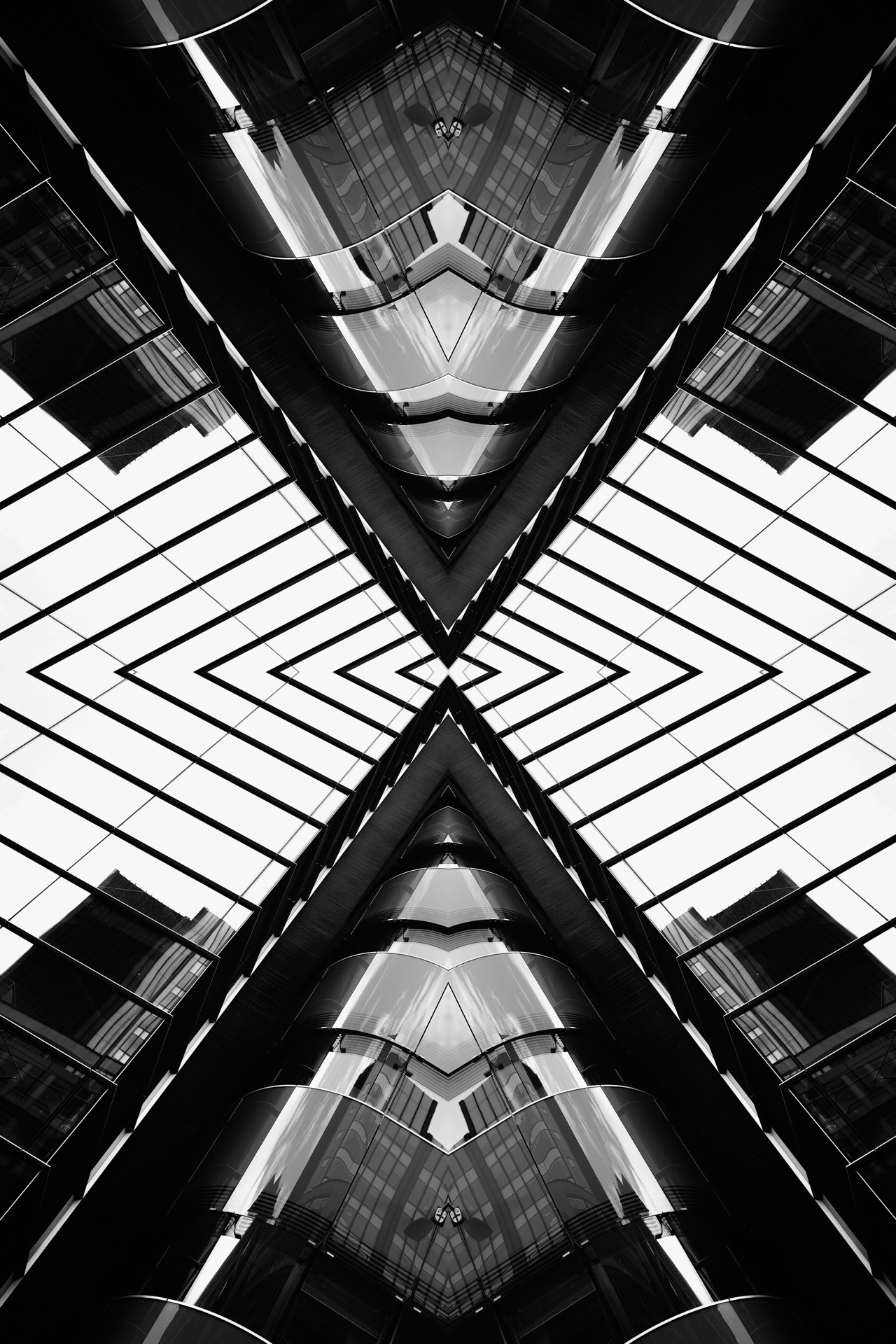 Symmetrical abstract view of modern building architecture.